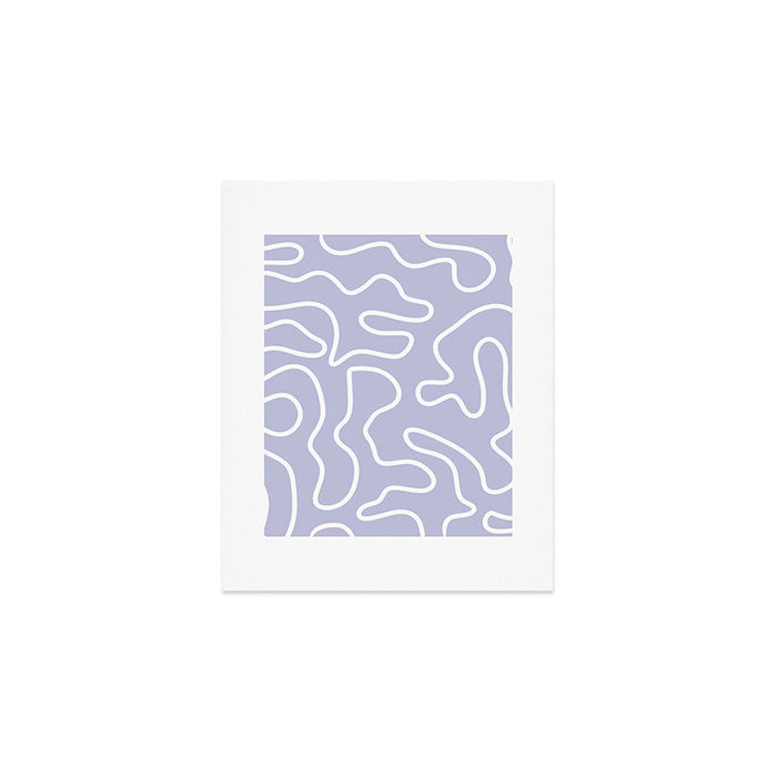 Squiggle Maze Minimalist Abstract Pattern in Light Pastel Periwinkle Purple Art Print Gallery Image 1
