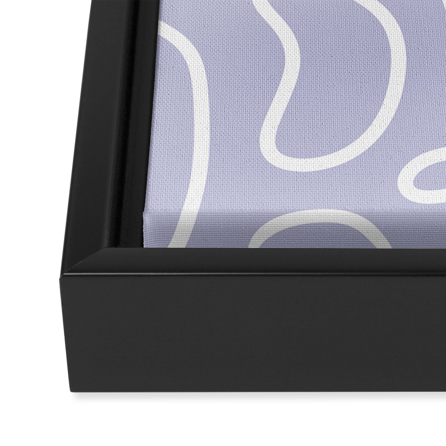 Squiggle Maze Minimalist Abstract Pattern in Light Pastel Periwinkle Purple Framed Canvas Print Gallery Image 3