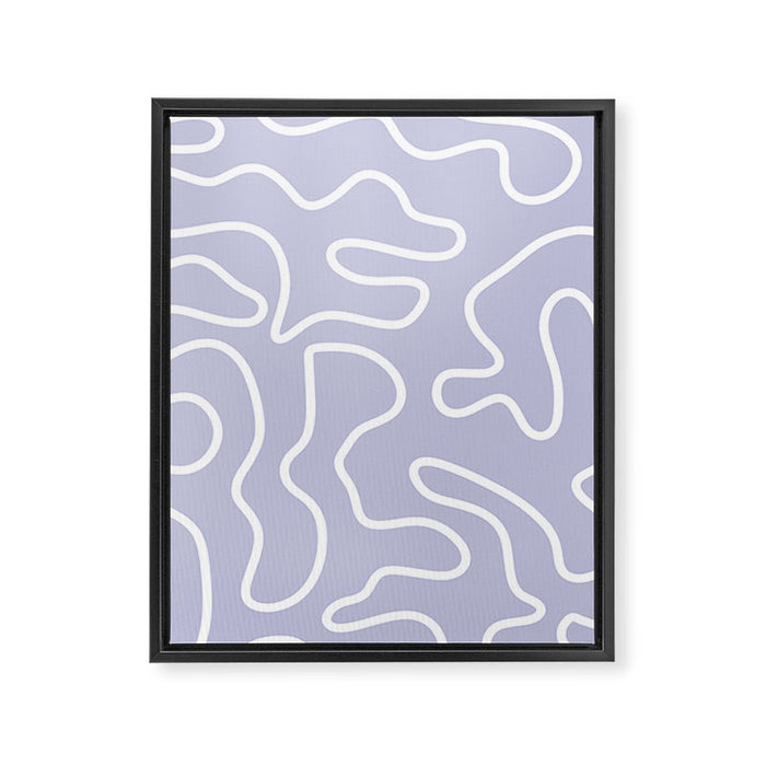 Squiggle Maze Minimalist Abstract Pattern in Light Pastel Periwinkle Purple Framed Canvas Print Gallery Image 1