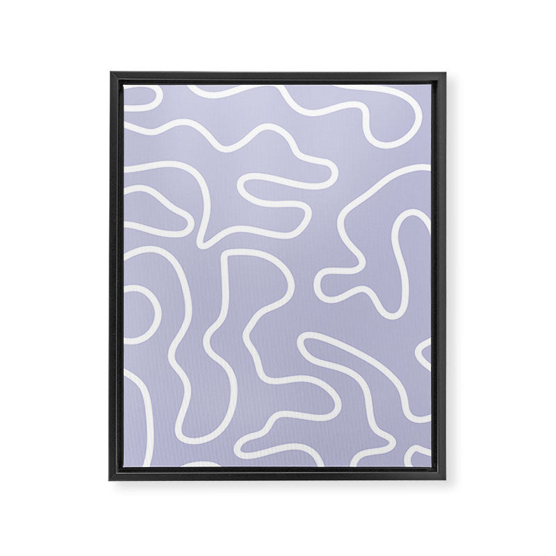 Squiggle Maze Minimalist Abstract Pattern in Light Pastel Periwinkle Purple Framed Canvas Print Gallery Image 8