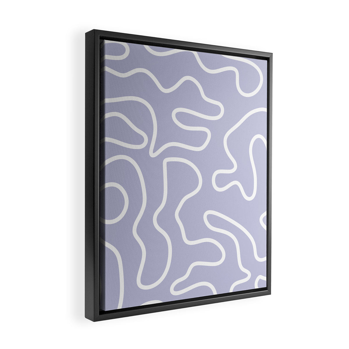 Squiggle Maze Minimalist Abstract Pattern in Light Pastel Periwinkle Purple Framed Canvas Print Gallery Image 2