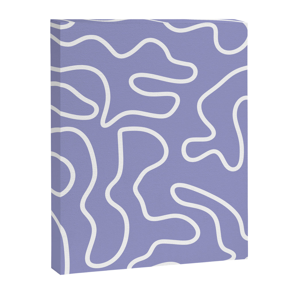 Squiggle Maze Minimalist Abstract Pattern in Light Periwinkle Purple Canvas Print Gallery Image 8