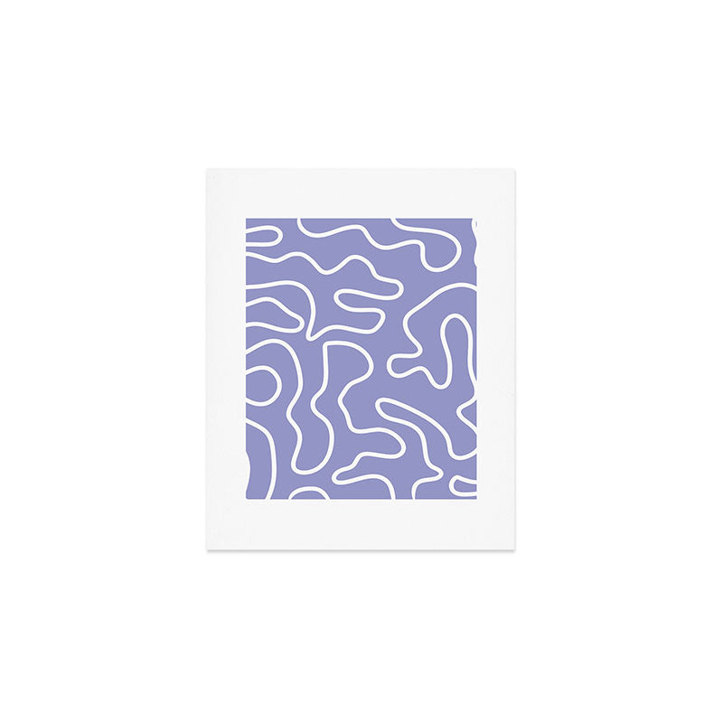 Squiggle Maze Minimalist Abstract Pattern in Light Periwinkle Purple Art Print Gallery Image 1