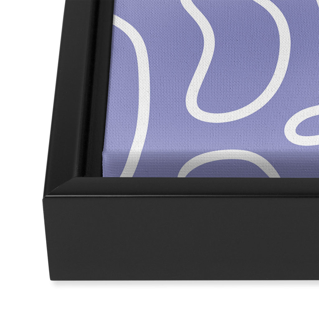 Squiggle Maze Minimalist Abstract Pattern in Light Periwinkle Purple Framed Canvas Print Gallery Image 3