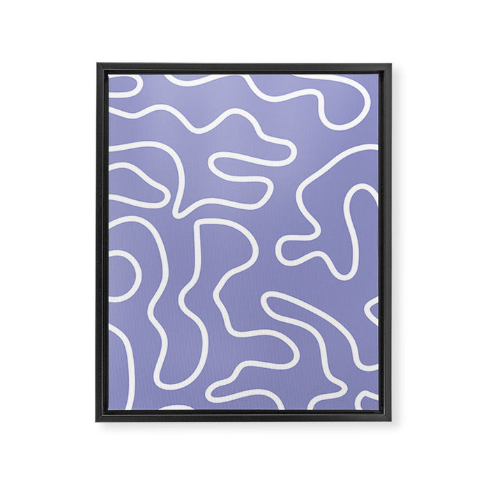 Squiggle Maze Minimalist Abstract Pattern in Light Periwinkle Purple Framed Canvas Print Gallery Image 1