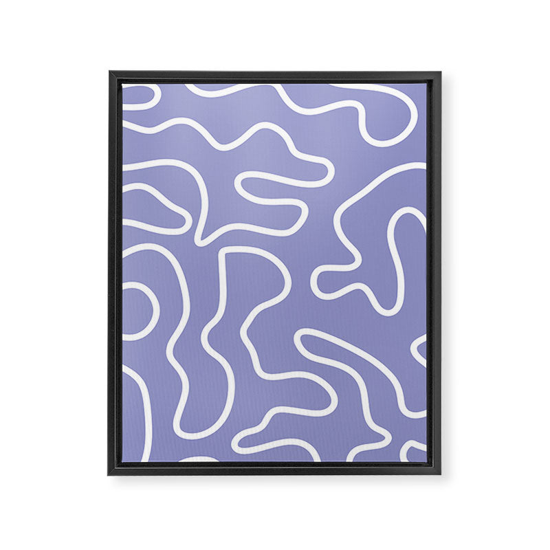 Squiggle Maze Minimalist Abstract Pattern in Light Periwinkle Purple Framed Canvas Print Gallery Image 8