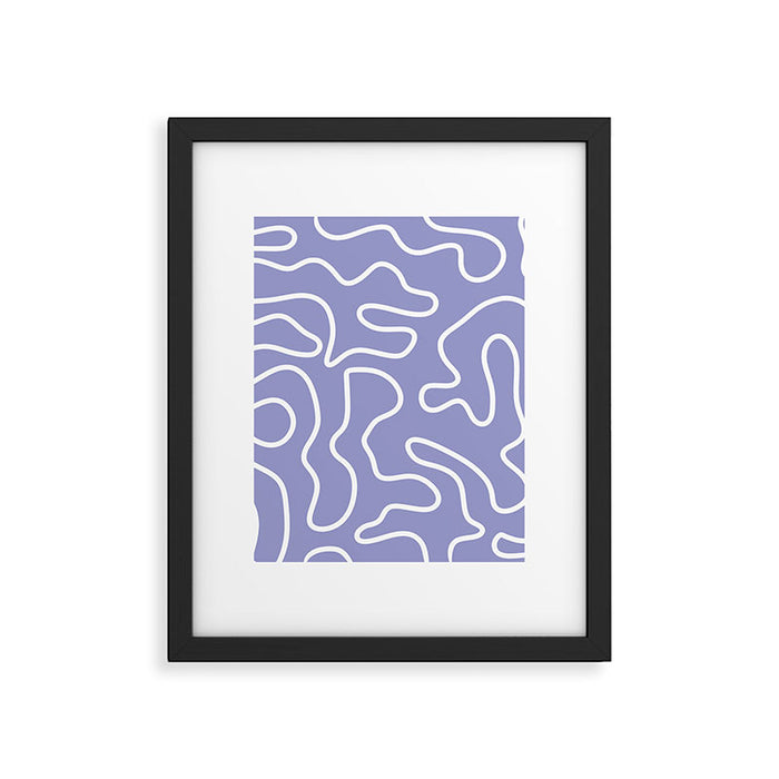 Squiggle Maze Minimalist Abstract Pattern in Light Periwinkle Purple Framed Art Print Gallery Image 1