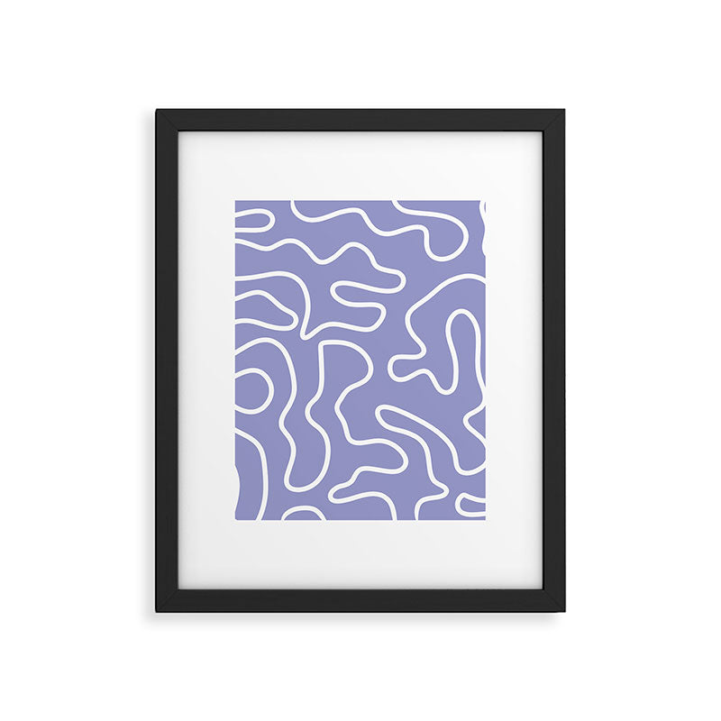 Squiggle Maze Minimalist Abstract Pattern in Light Periwinkle Purple Framed Art Print Gallery Image 6