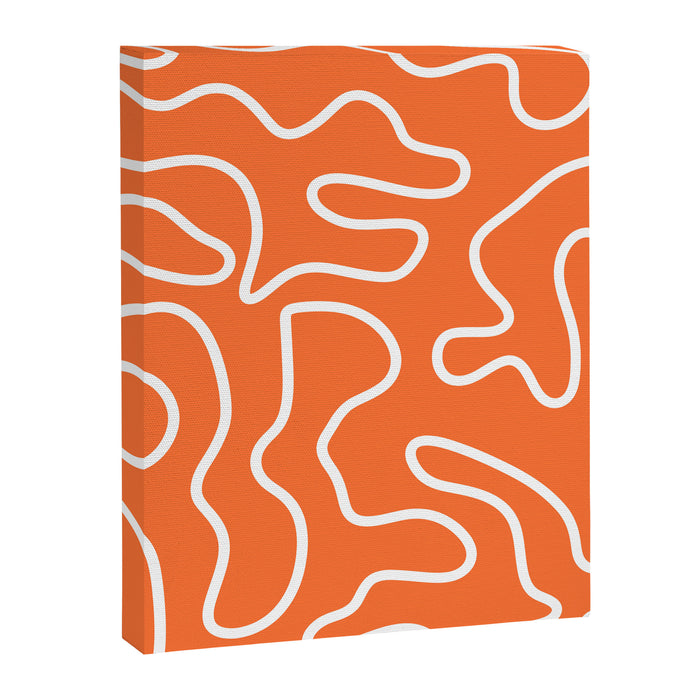 Squiggle Maze Minimalist Abstract Pattern in Orange and White Canvas Print Gallery Image 1