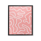 Squiggle Maze Minimalist Abstract Pattern in Pink and White Framed Canvas Print Gallery Image 8