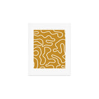 Squiggle Maze Minimalist Abstract Pattern in White and Mustard Gold Art Print Gallery Image 1