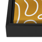 Squiggle Maze Minimalist Abstract Pattern in White and Mustard Gold Framed Canvas Print Gallery Image 3