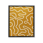 Squiggle Maze Minimalist Abstract Pattern in White and Mustard Gold Framed Canvas Print Gallery Image 8