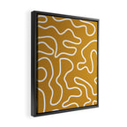 Squiggle Maze Minimalist Abstract Pattern in White and Mustard Gold Framed Canvas Print Gallery Image 2