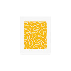 Squiggle Maze Minimalist Abstract Pattern in Yellow Mustard and White Art Print Gallery Image 1
