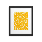 Squiggle Maze Minimalist Abstract Pattern in Yellow Mustard and White Framed Art Print Gallery Image 6