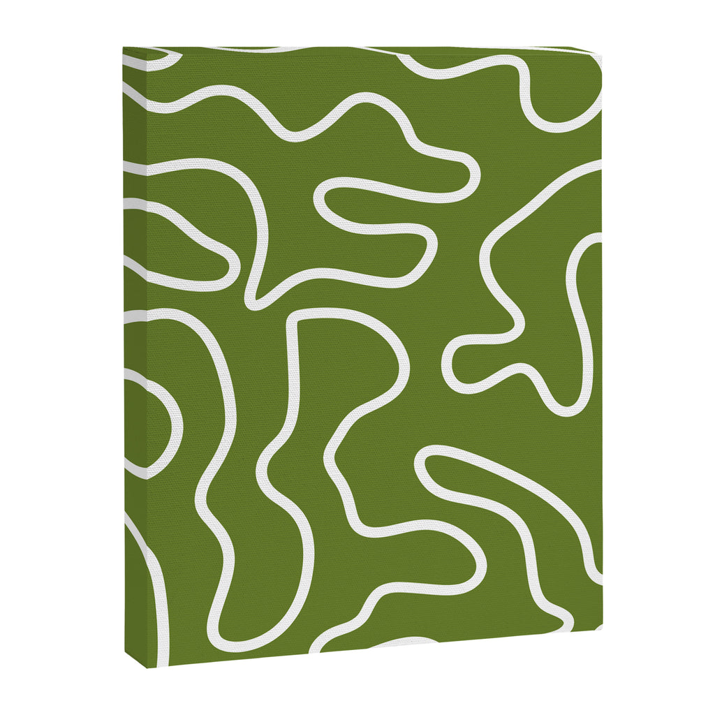 Squiggle Maze Minimalist Abstract Pattern Olive Moss Green Canvas Print Gallery Image 8