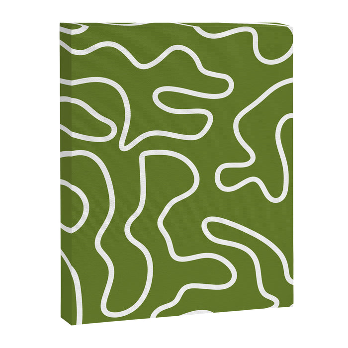 Squiggle Maze Minimalist Abstract Pattern Olive Moss Green Canvas Print Gallery Image 1