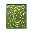 Squiggle Maze Minimalist Abstract Pattern Olive Moss Green Framed Canvas Print Gallery Image 8
