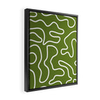 Squiggle Maze Minimalist Abstract Pattern Olive Moss Green Framed Canvas Print Gallery Image 2