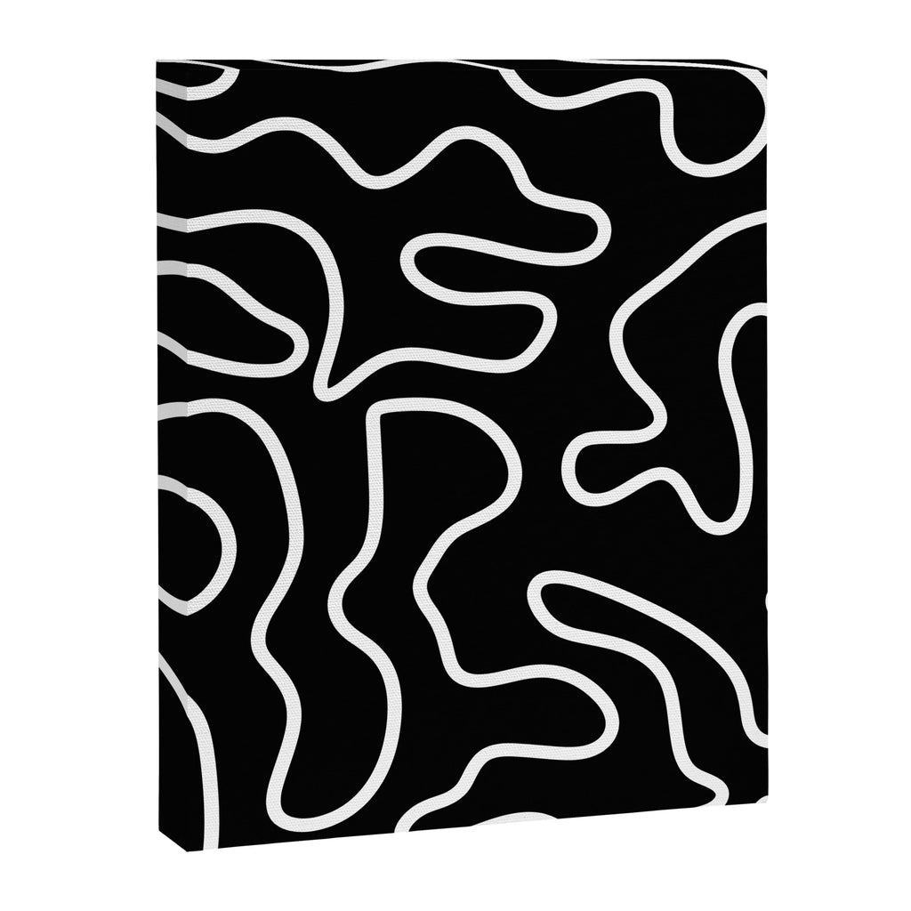 Squiggle Maze Minimalist Abstract Pattern in White and Black Canvas Print Gallery Image 8