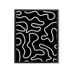 Squiggle Maze Minimalist Abstract Pattern in White and Black Framed Canvas Print Gallery Image 8