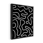 Squiggle Maze Minimalist Abstract Pattern in White and Black Framed Canvas Print Gallery Image 2