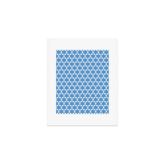 Star Tiles Geometric Pattern in Blue Art Print Gallery Image 1