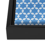 Star Tiles Geometric Pattern in Blue Framed Canvas Print Gallery Image 3