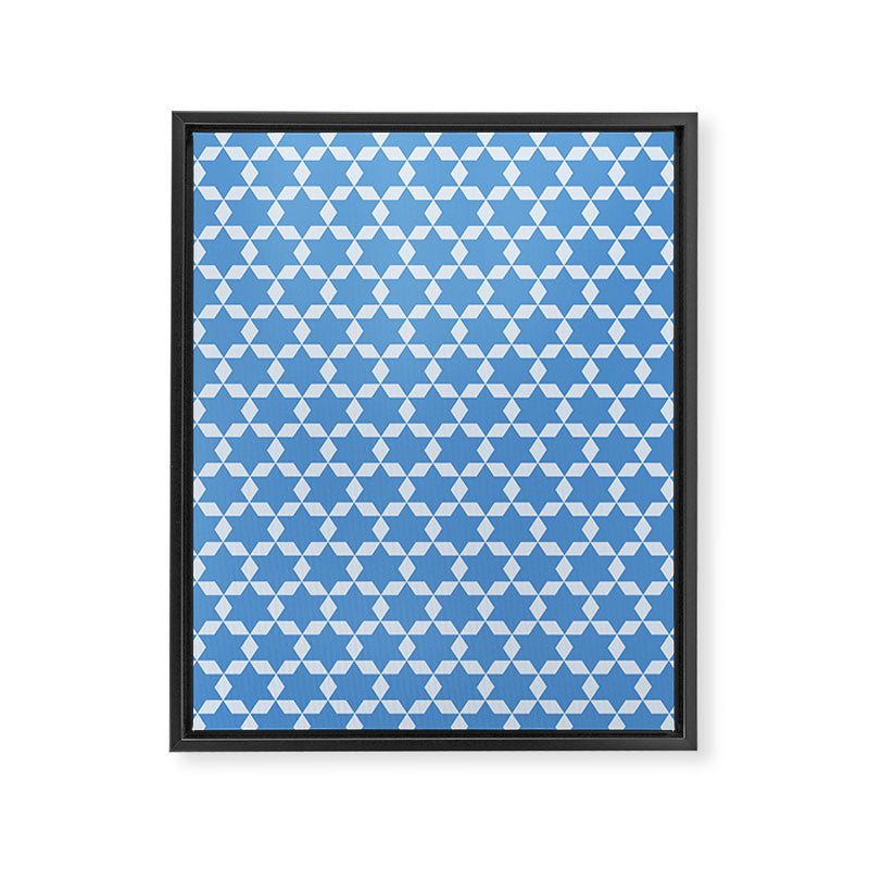 Star Tiles Geometric Pattern in Blue Framed Canvas Print Gallery Image 8