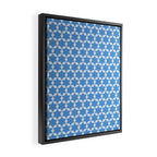 Star Tiles Geometric Pattern in Blue Framed Canvas Print Gallery Image 2