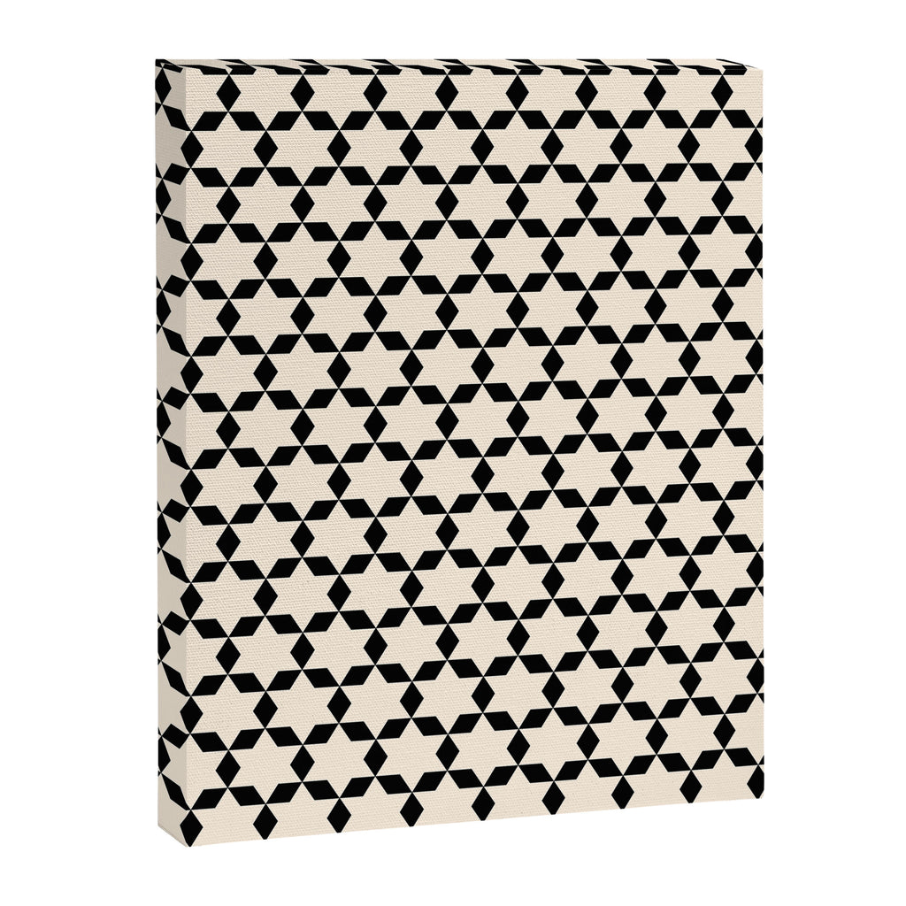 Star Tiles Geometric Pattern in Almond Cream and Black Canvas Print Gallery Image 8