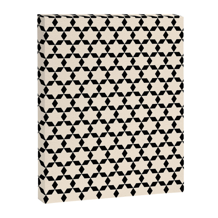 Star Tiles Geometric Pattern in Almond Cream and Black Canvas Print Gallery Image 1