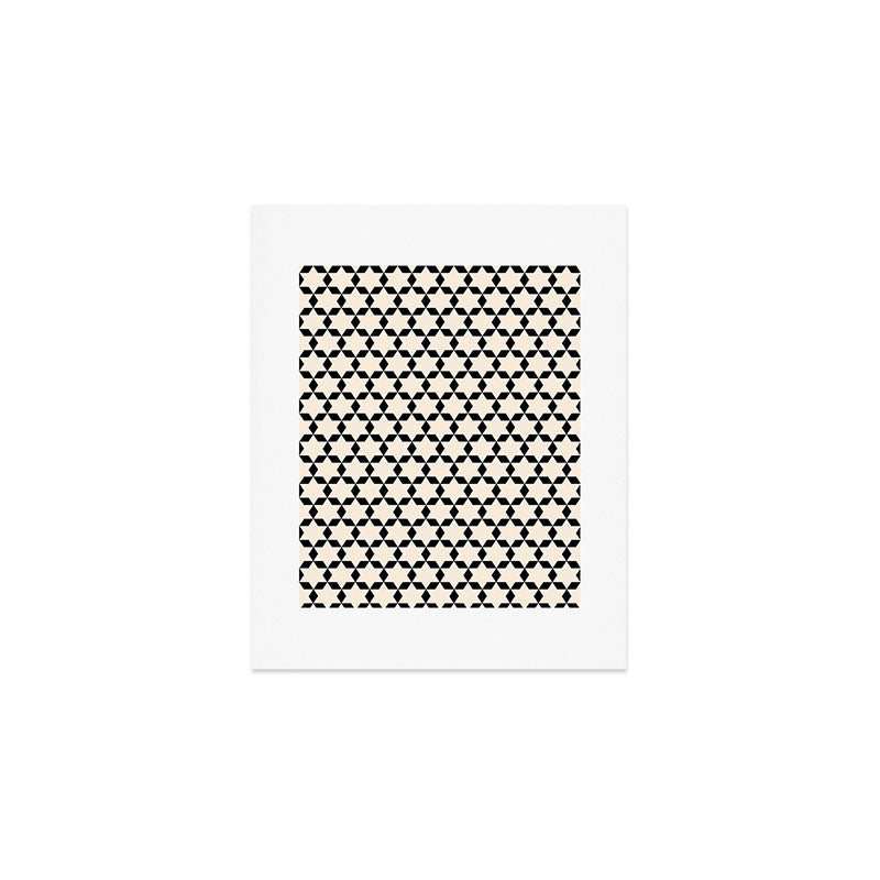 Star Tiles Geometric Pattern in Almond Cream and Black Art Print Gallery Image 1