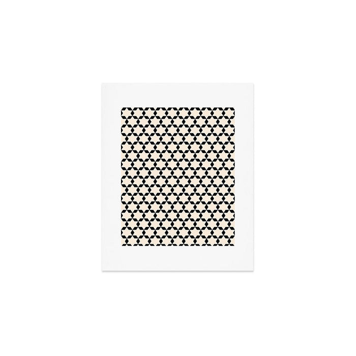 Star Tiles Geometric Pattern in Almond Cream and Black Art Print Gallery Image 1