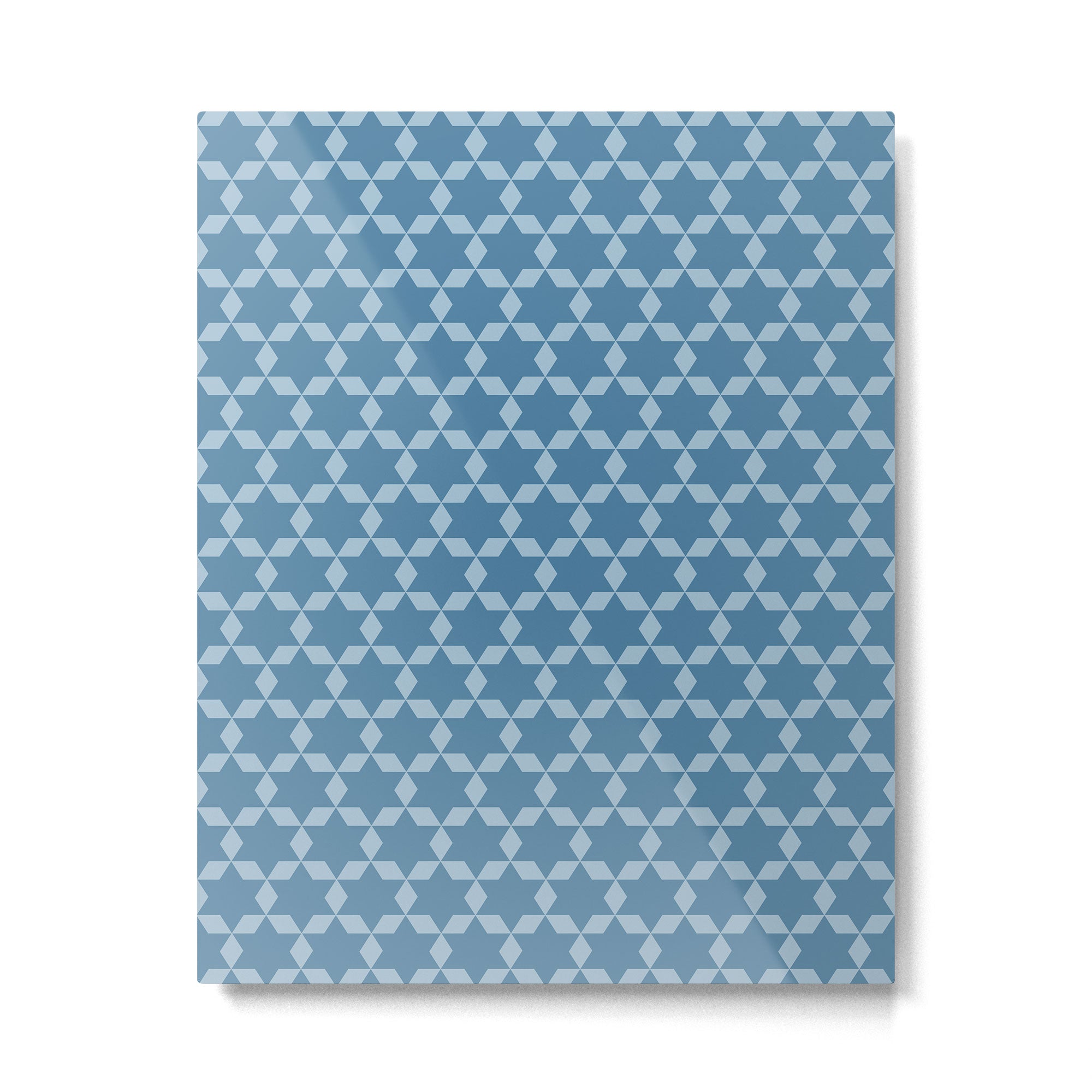 Star Tiles Geometric Pattern in Blue Tones  Metal Print Gallery Image 6
