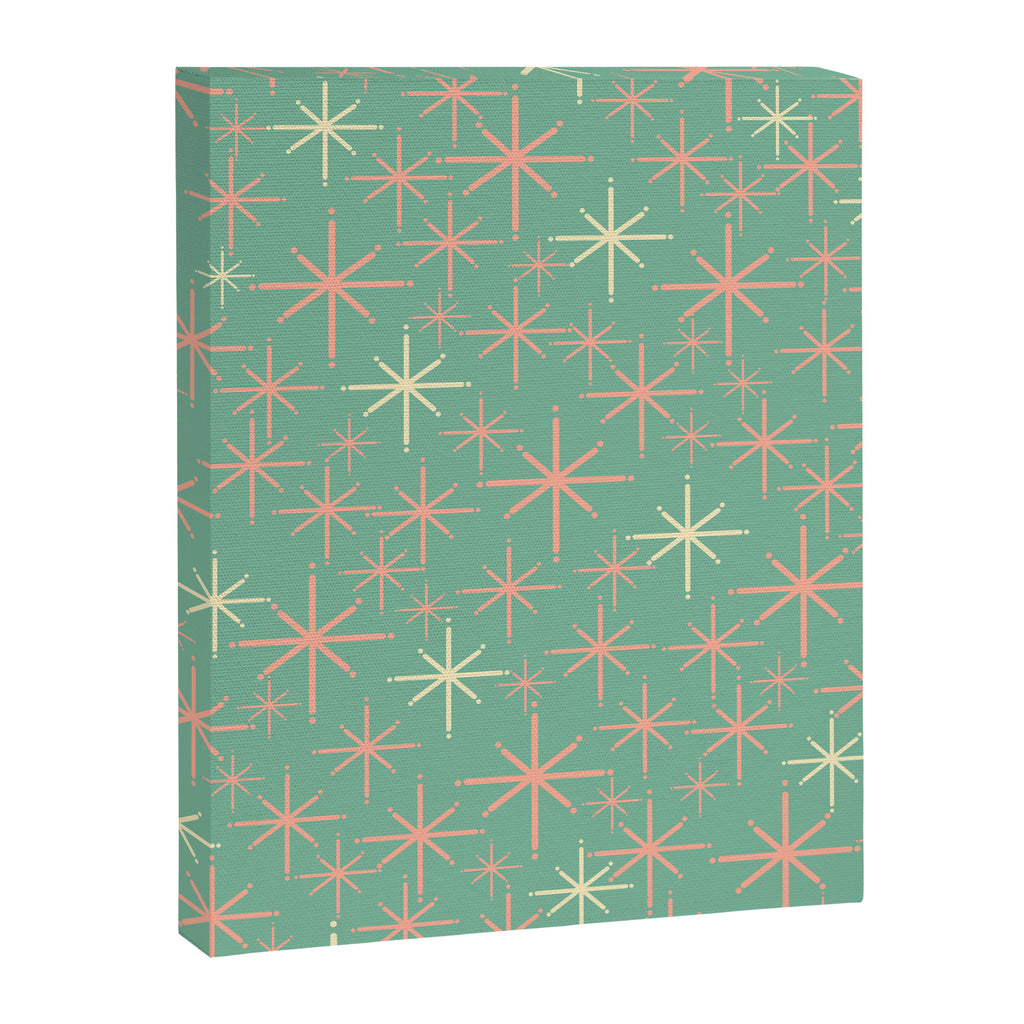 Starbursts Mid Century Modern Retro Pattern in Blush Pink, Cream, and Mint Teal Canvas Print Gallery Image 8