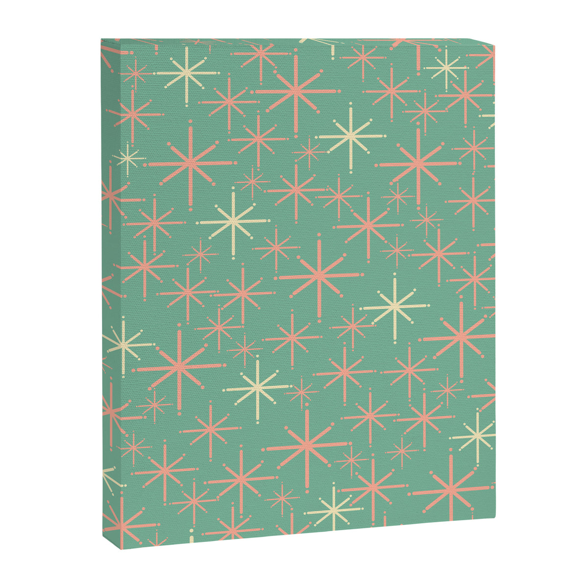 Starbursts Mid Century Modern Retro Pattern in Blush Pink, Cream, and Mint Teal Canvas Print Gallery Image 8