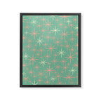 Starbursts Mid Century Modern Retro Pattern in Blush Pink, Cream, and Mint Teal Framed Canvas Print Gallery Image 8