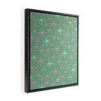 Starbursts Mid Century Modern Retro Pattern in Blush Pink, Cream, and Mint Teal Framed Canvas Print Gallery Image 2