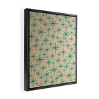 Stella 2 - Atomic Age Starbursts - Midcentury Modern Pattern in Turquoise Teal and Mid Mod Beige Framed Canvas Print Gallery Image 2