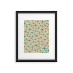 Stella 2 - Atomic Age Starbursts - Midcentury Modern Pattern in Turquoise Teal and Mid Mod Beige Framed Art Print Gallery Image 6