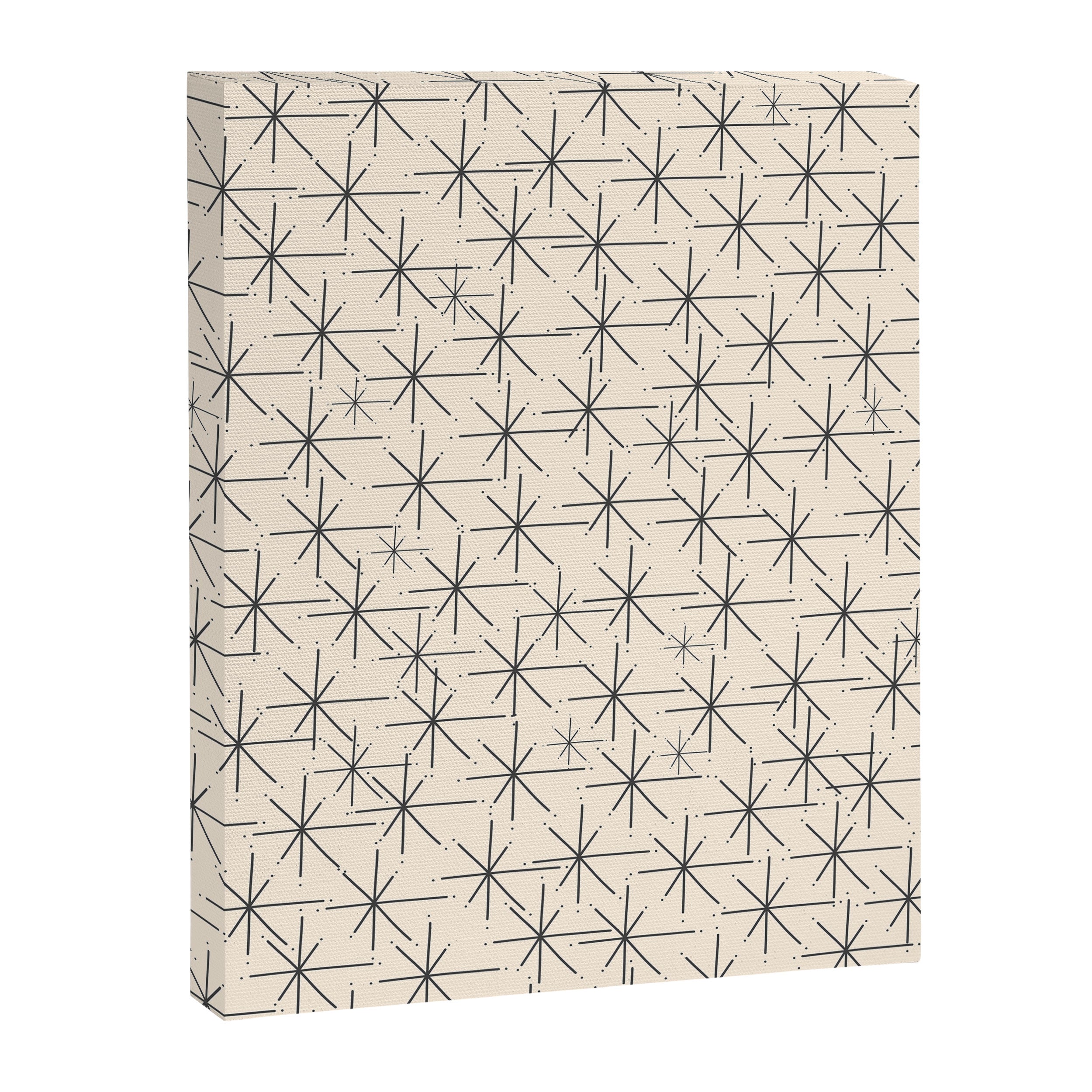 Stella - Atomic Age Mid Century Modern Starburst Pattern in Charcoal Gray and Almond Cream Canvas Print Gallery Image 6