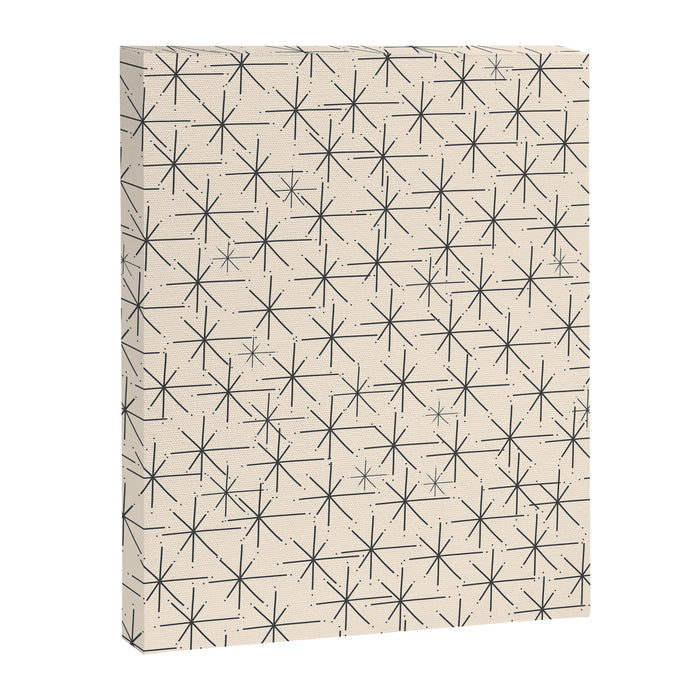Stella - Atomic Age Mid Century Modern Starburst Pattern in Charcoal Gray and Almond Cream Canvas Print Gallery Image 1