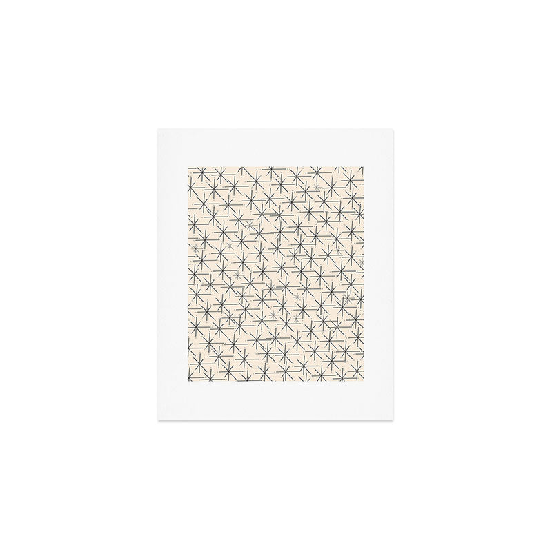 Stella - Atomic Age Mid Century Modern Starburst Pattern in Charcoal Gray and Almond Cream Art Print Gallery Image 1