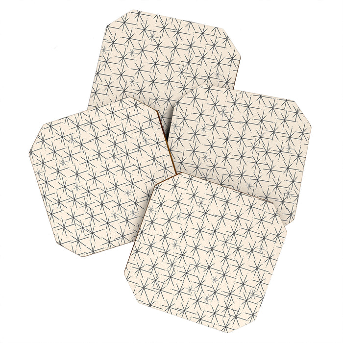 Stella - Atomic Age Mid Century Modern Starburst Pattern in Charcoal Gray and Almond Cream Coaster Gallery Image 1