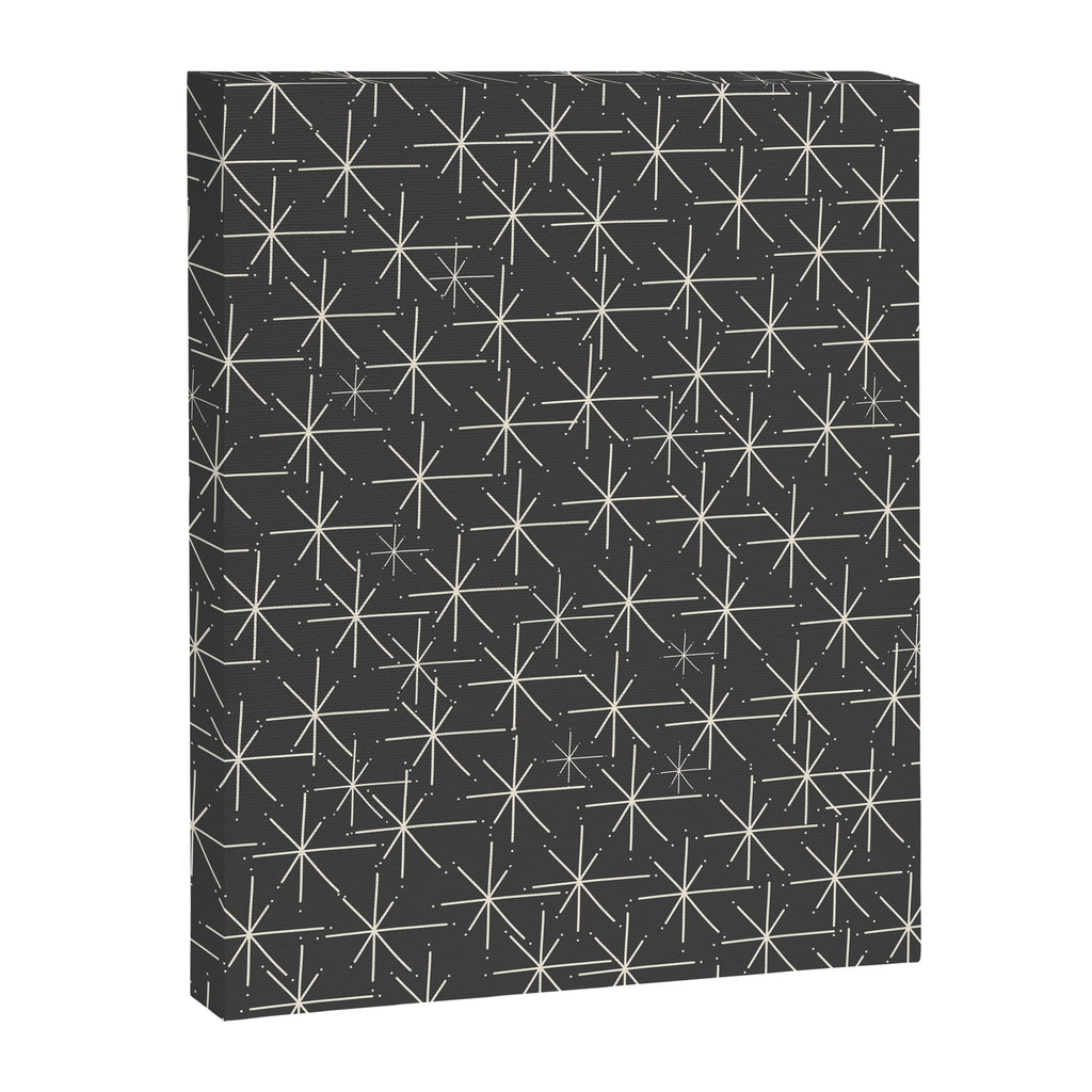 Stella - Atomic Age Mid Century Modern Pattern in Almond Cream and Charcoal Gray Canvas Print Gallery Image 6