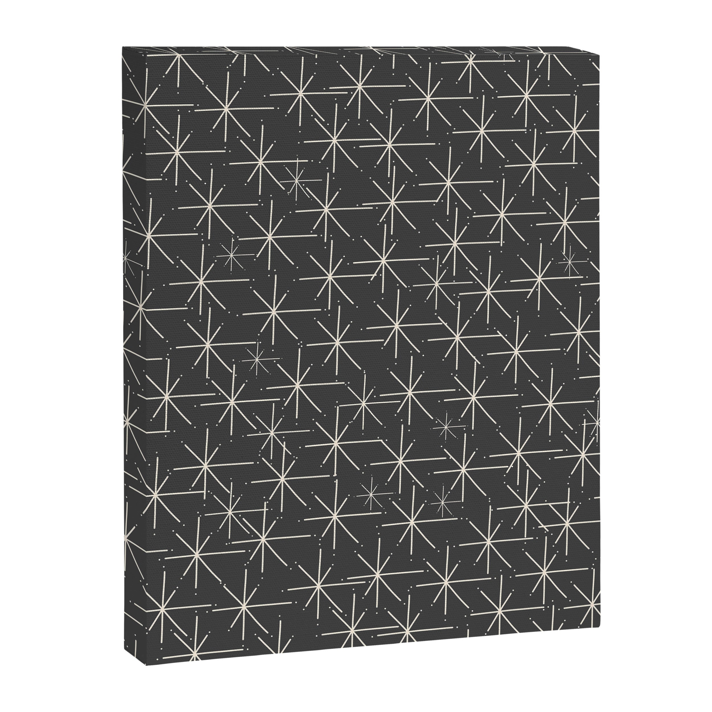 Stella - Atomic Age Mid Century Modern Pattern in Almond Cream and Charcoal Gray Canvas Print Gallery Image 6