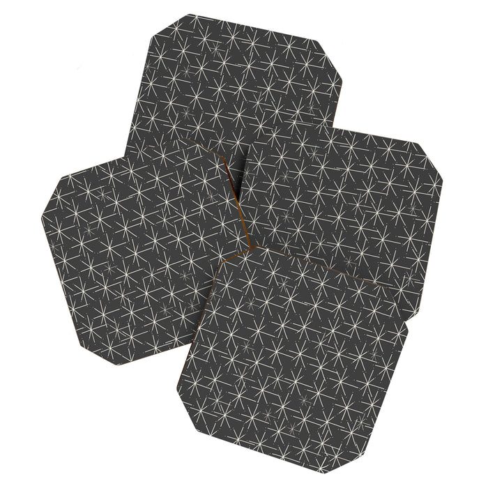 Stella - Atomic Age Mid Century Modern Pattern in Almond Cream and Charcoal Gray Coaster Gallery Image 1
