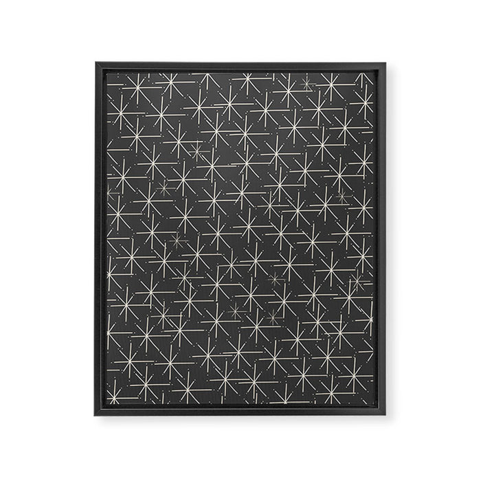 Stella - Atomic Age Mid Century Modern Pattern in Almond Cream and Charcoal Gray Framed Canvas Print Gallery Image 1